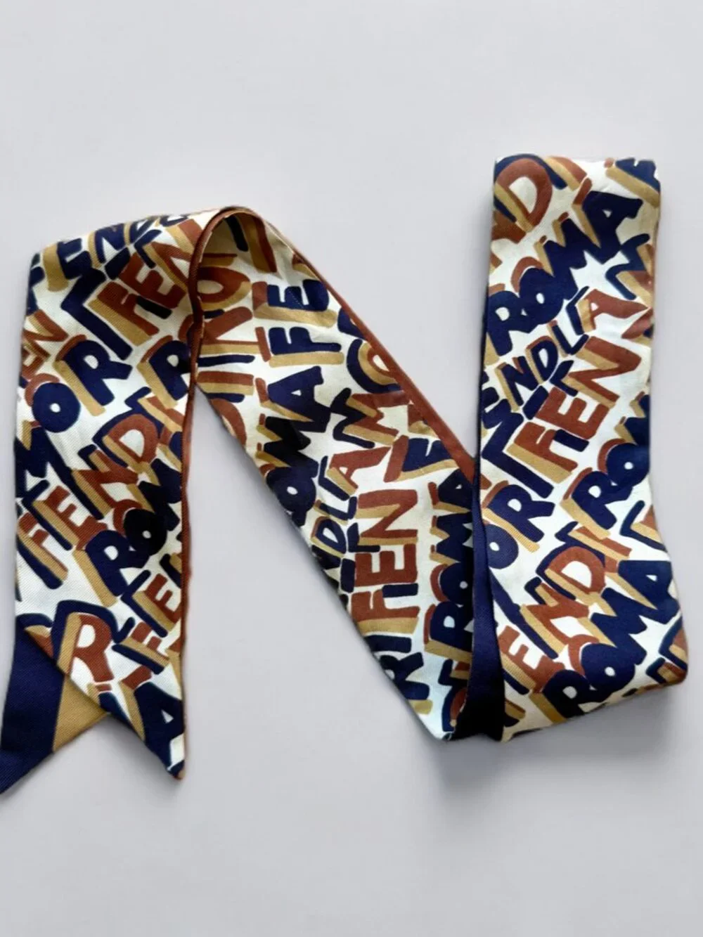 Fendi F Roma Brown Silk Wrappy Long Scarf